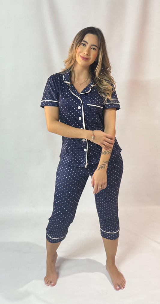 Pijama Capri con Blusa Botones