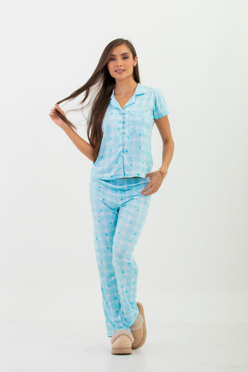 pantalon cuadros y estrellas manga corta