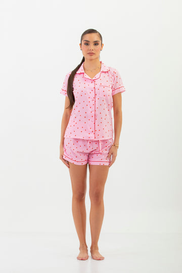 Pijama Short Viena Clásico Manga Corta Love